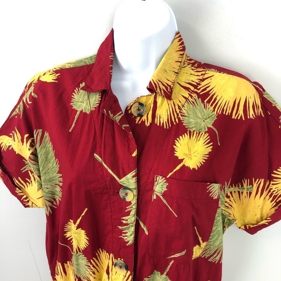 New Free People Malibu Romper Tropical Maroon Small - Picture 6 of 10